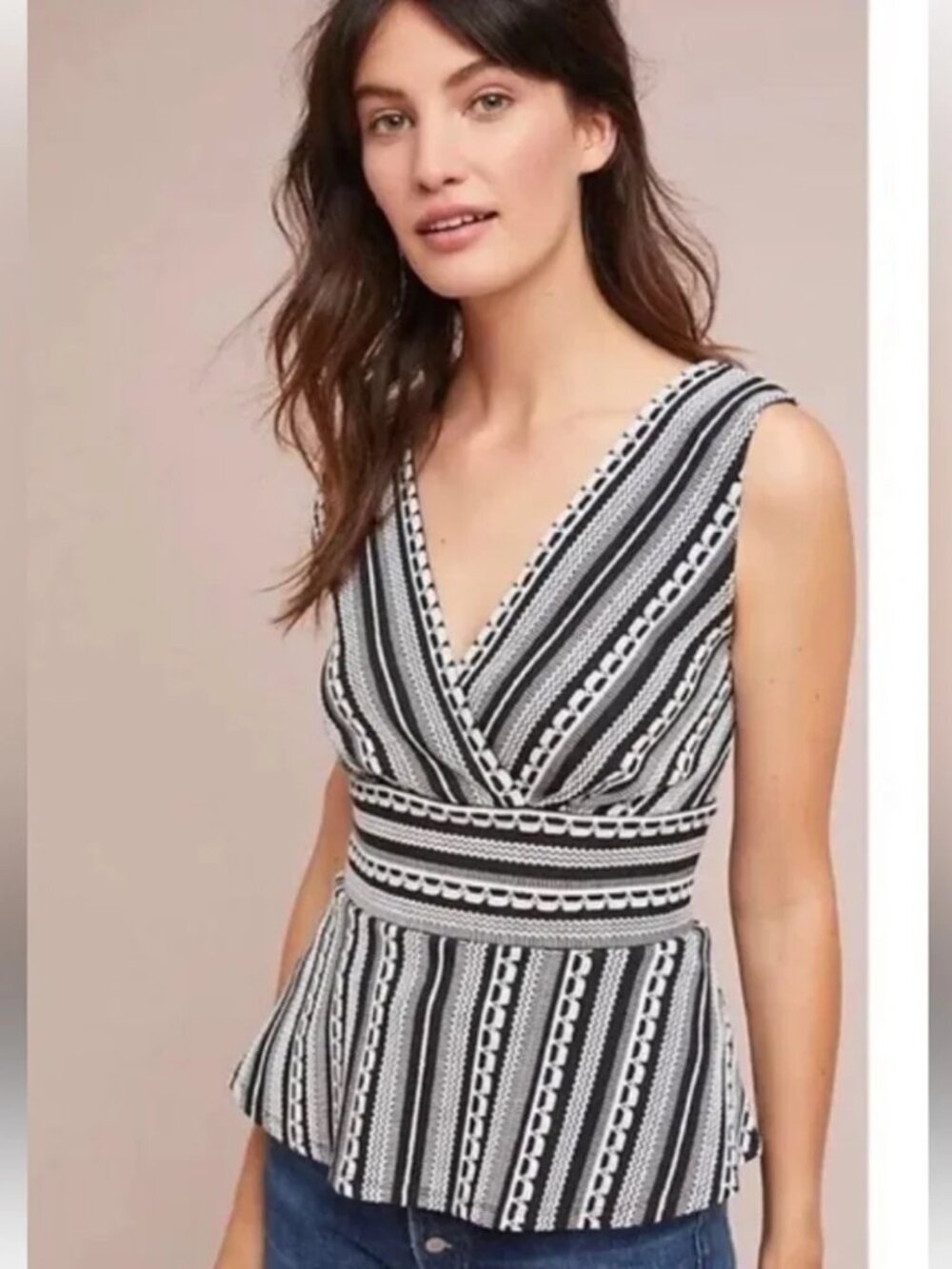 NWOT Anthropologie Vanessa Virginia V Neck Peplum Top XXSmall